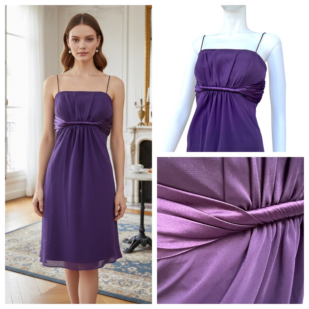 Alfred Angelo Babydoll Dress Sz 4 Chiffon Plum Empire Waist Whimsygoth Coquette